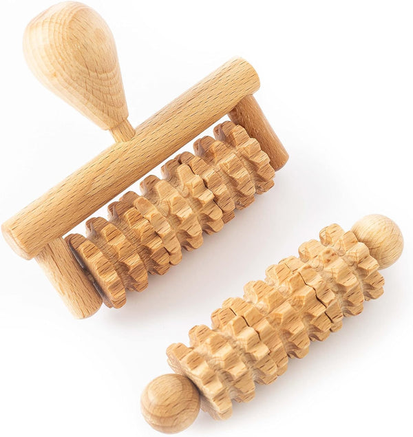 tuuli Body and Face Roller, Multi-Functional Wooden Massage Roller, Helps Ease Muscle