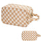 Narwey Travel Toiletry Bag for Women, Dopp Kit Makeup Organizer for Toiletries and Cosmetics (Light Brown Checkerboard)