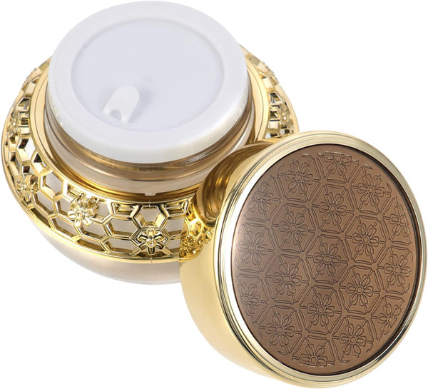 OSALADI Empty Refillable Acrylic Cosmetic Containers, 1 Pack Vintage Golden Storage Jar for Lotion Skincare Cream