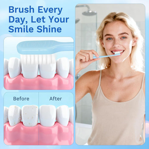 Packaged, (100-PACK) Disposable Toothbrushes with Toothpaste, Travel Toothbrush Kit, Individually Light Blue