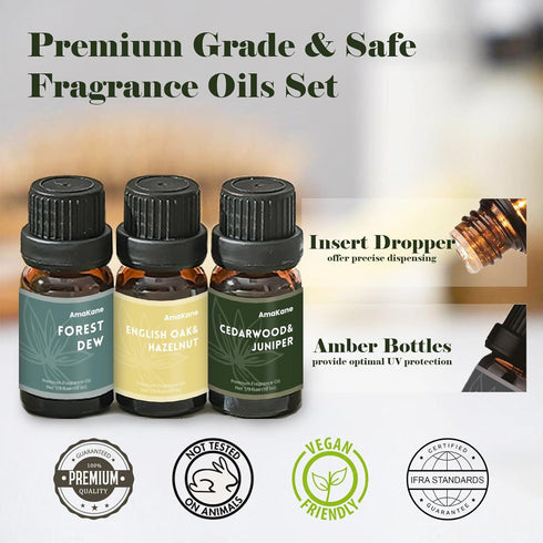 Set, Hotel & Woodland Fragrance Oils AmaKane Fragrance Oil for Candle Making, Aromatherapy Essential Oils for Diffuser