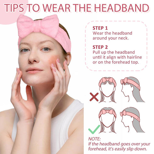 Fmeida Spa Headband and Wristband Set - Light Blue, 3 Pack Spa Night Essentials for Women