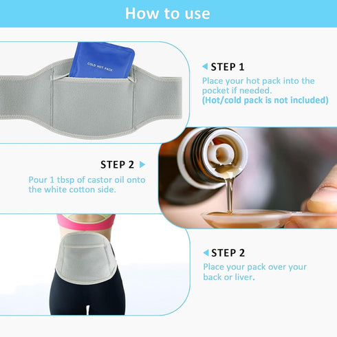 Pack Pack Pack Castor Oil Compress Wrap for Back Pain Relief Innovative Design Organic Cotton Comfort Flannel Castor