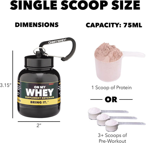 Protein Powder and Supplement Funnel Keychain, Portable Container for Gym, Workouts, Fitness, TSA Approved, Classic