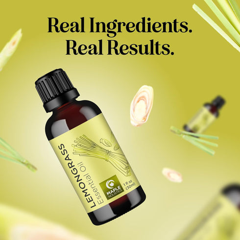 Refreshing Lemongrass Essential Oil by Maple Holistics - Aromatherapy Oil for Hair, Skin, and Diffusers