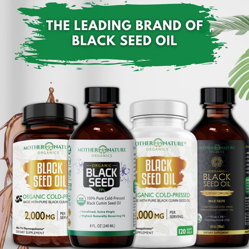 Mother Nature USDA Organic Black Seed Oil, Cold Pressed, 4oz for Immune and Joint Support