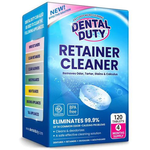 Retainer and Denture Cleaning Tablets, 120 Tablets, Remove Plaque, Odors, and Stains