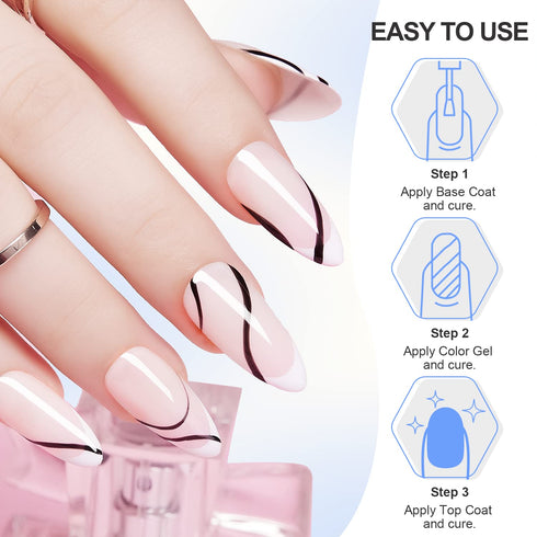Makartt Gel Nail Polish Kit, Black White Soak Off Nail Gel Set, LED Required, 2Pcs