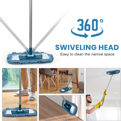 Microfiber Mops for Floor Cleaning, 58" Long Handle Wet and Dry Mop with Washable Pad for Hardwood and Tile