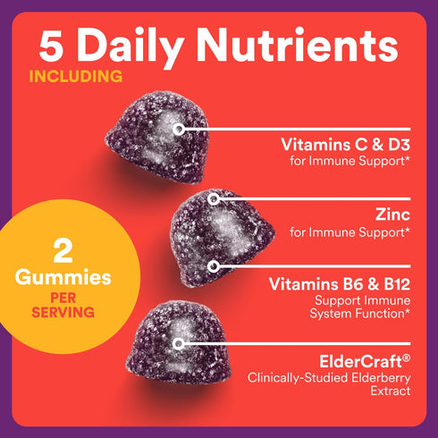 Immunity Gummies: Immune B6 B12 60 Count (30 SmartyPants Kids Elderberry Kids Support Supplement, Vitamin C, Vitamin D