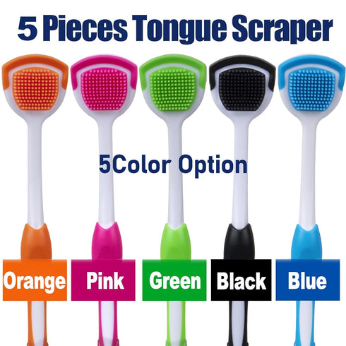 Tongue Scraper for Adults, 5PCS with Case, Helps Fight Bad Breath