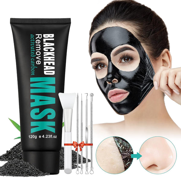 Peel Off Face Mask, Activated Charcoal Blackhead Remover Mask, Purifying Facial Mask with Brush