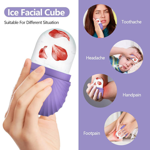 Ice Roller for Face and Eye, Silicone Ice Facial Roller for Shrink Pores, Reduce Puffiness, Reusable Ice Cube Roller