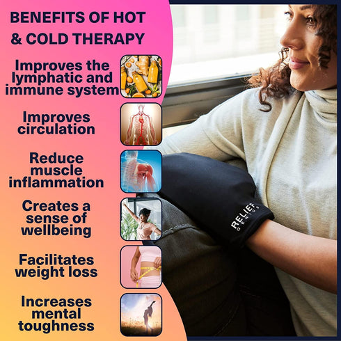 Relief Genius Cold Therapy Socks & Hand Ice Pack Gloves, Cold Care Package for Chemotherapy Neuropathy, Large Black