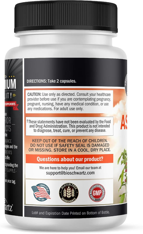 Ashwagandha Supplements - Extra Strength 500mg Capsules with 20 to 1 Root Extract, Stress Relief, Vegan Safe, 60