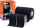 OK TAPE Basic Original Cotton Kinesiology Tape (2 Pack) - Elastic Water Resistant Therapeutic Athletic Tape, Black