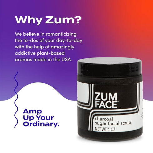 Indigo Wild Zum Face Sugar Facial Scrub, Natural Sugar Exfoliator with Jojoba Oil, Coconut Oil & Olive Oil, Charcoal, 4