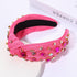 Pink Jeweled Crystal Heart Knotted Headband for Valentine's Day - Hair Accessories for Women Girls (Pink, Rhinestone