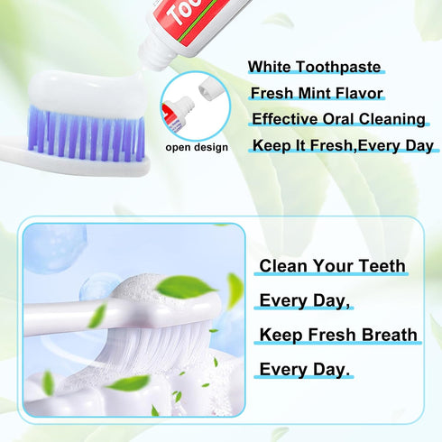 HOIQIRY 100 0.176 oz/5 Tubes Extra Small Travel Size Toothpast Bulk,Mini Grams Small Disposable Toothpaste Mint Single
