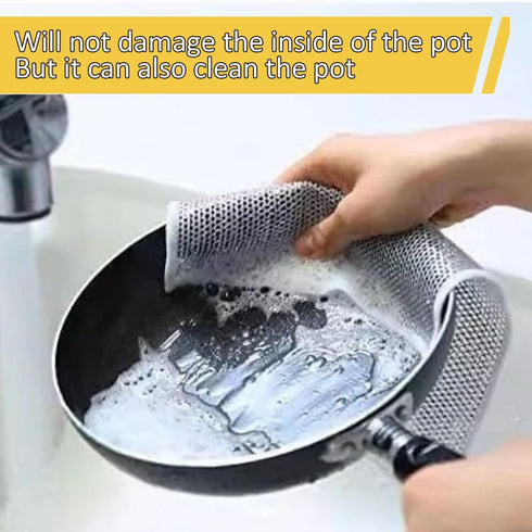 6 Pack Non Scratch Wire Dishcloth with 1 Kitchen Sponge, Powerful Cleaning Cloth for Cookware