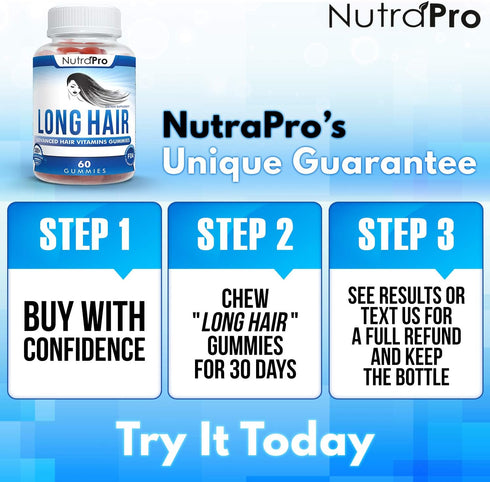 NutraPro Long Hair Gummies – Anti-Hair Loss Supplement for Faster Growth of Weak, Thinning Hair