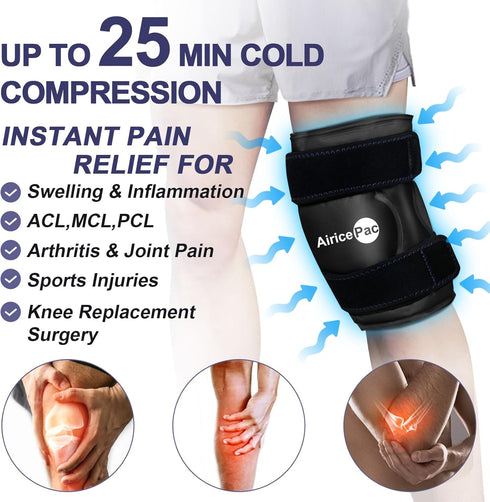 Ice Pack for Knee Pain Relief, Reusable Gel Wrap for Injuries, Cold Compress Therapy for Arthritis & ACL