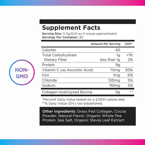 Livingood Daily Chocolate Collagen Powder - Hydrolyzed Collagen Peptides with Vitamin C, Complete Protein, 30 Servings,