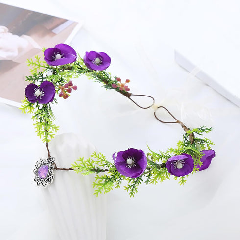 Vivivalue Flower Crown Headband for Women - Floral Halo Girl Flower Headpiece for Wedding Party Photos