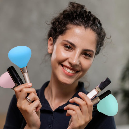 Makeup Brush Covers, Silicone Organizer Case for Storage, 4 Pack Reusable Brush Holders for Travel