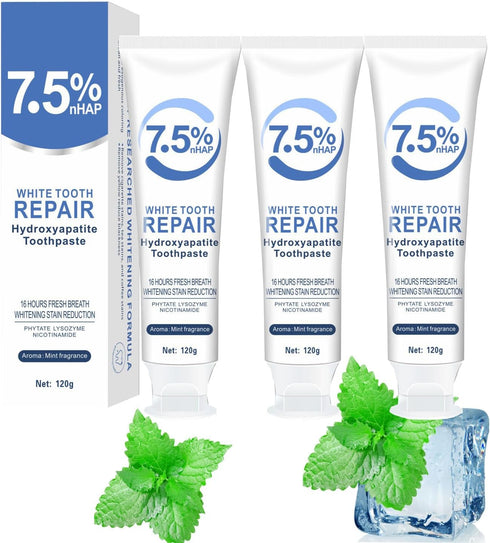 MIANQIONGFENG 3 Pcs 7.5% Hydroxyapatite Toothpastes for Enamel Protection and Tooth Strengthening, Stain