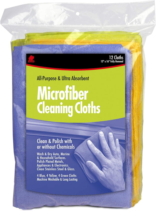 Buffalo Industries Microfiber Detailer Cloth, 12pk