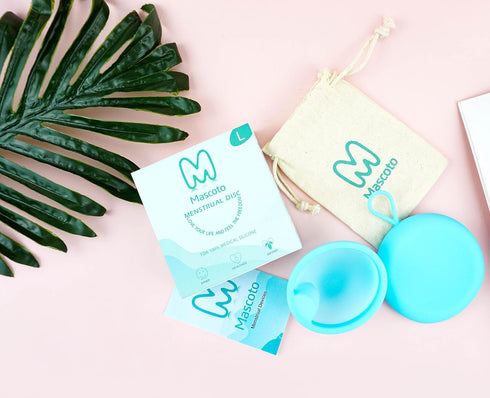 Mascoto Set (2 Pack) 12-Hour Reusable Menstrual Disc Soft Medical-Grade Silicone, Leak-Resistant Design, Easy Removal