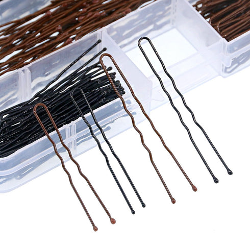 Swpeet 220Pcs U Shaped Hair Pins Kit (5cm 6cm; Professional U Shape Hair Pins for Women Girls and Hairdressing Salon;