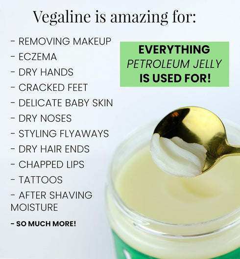Vegaline - 100% Natural, Vegan & Hypoallergenic Alternative to Petroleum Jelly - Lips, Hands, Baby, Makeup Remover and More (2 oz)