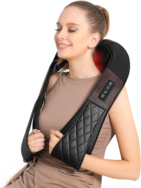 Shiatsu Neck Massager with Heat - Deep Tissue 4D Kneading Massage Pillow for Back, Shoulder, Body Pain Relief, Home,