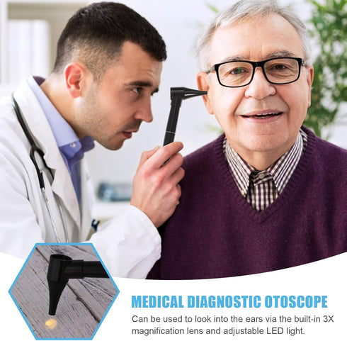 Healifty Mini Diagnostic Otoscope Kit - Ear Care Set with Magnifying Lens and Penlight for Nurses and Doctors