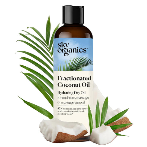 Sky Organics Fractionated Coconut Oil - Hydrating Dry Oil for Moisture, Makeup Removal, 100% Pure, 8 fl. Oz