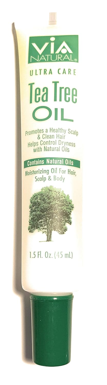 VIA Natural Ultra Care Tea Tree Oil - Concentrated Natural Oil 1.5oz for Healthy Scalp & Clean Hair, Antibacterial