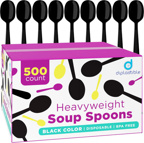 Heavy Duty Plastic Spoons - Disposable Soup Spoons - Plastic Cutlery for Parties, Pack of 500