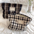 Travel Checkered Makeup Bag, Corduroy Cosmetic Zipper Pouch for Women, Cute Gift (Houndstooth)