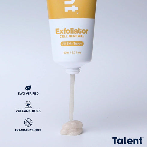 TALENT Men’s Cell Renewal Exfoliator, Fragrance-Free Volcanic Rock Face Wash for Sensitive Skin, 2.0 fl oz