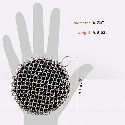 Solo Stove Cast Iron Scrubber, Food Safe, Heat Resistant, 304 Stainless Steel Cleaner for Pan, Grill, Wok Cleaning