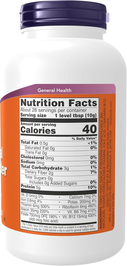 NOW Supplements, Nutritional Yeast Powder Fortified with Additional B-Vitamins, 10-Ounce