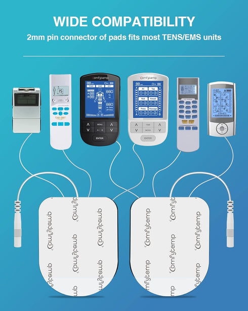 Comfytemp TENS Unit Replacement Pads, 10 Pcs Reusable Self Adhesive Electrodes Pad for Muscle Stimulator