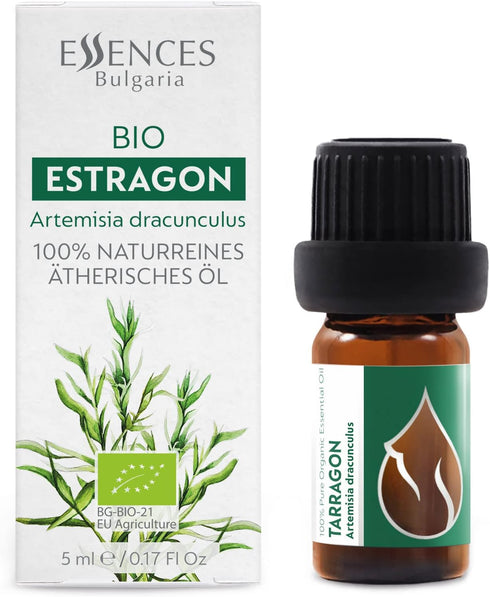 Essences Bulgaria Organic Tarragon Essential Oil 1/6 Fl Oz | 5ml | Artemisia dracunculus | 100% Pure and Natural | Undiluted | Therapeutic Grade | Family Owned Farm | Steam-Distilled | Non-GMO | Vegan
