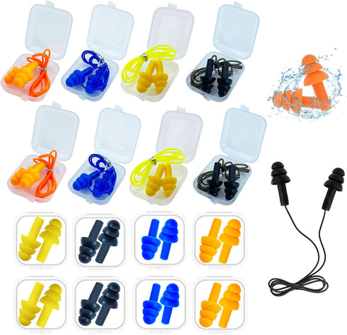 Ear Plugs for Sleeping, 16 Pairs Noise Canceling Soft Reusable Silicone Waterproof Earplugs for Loud Noise