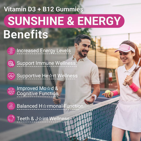Wiszeen D3 B12 Gummies, D3 10000 B12 500mcg D3 B12 K2 Immune Vitamin Vitamin IU & Methylated for Adults, Vitamin