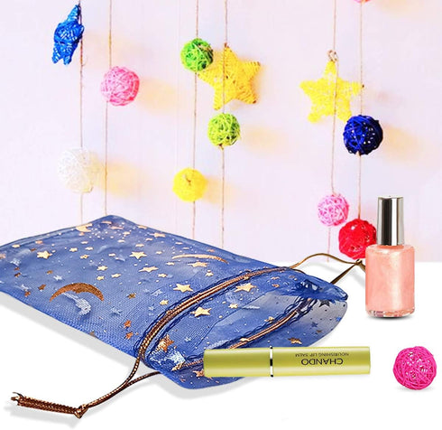 yuntop 100Pcs Moon Star Organza Jewelry Candy Pouch Gift Bags for Wedding Party