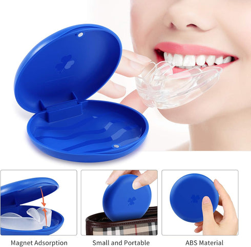 (2 Pack) Solid Orthodontic Retainer Cases (Blue)