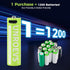 UNROEVS 4 Packs, 3400mWh 1.5V 2-in-1 Cable,2H Rechargeable Lithium AA Batteries Rechargeable Double A Battery
